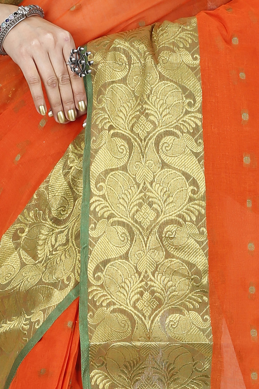 Orange Pure Cotton Saloni Tant Saree (1029)